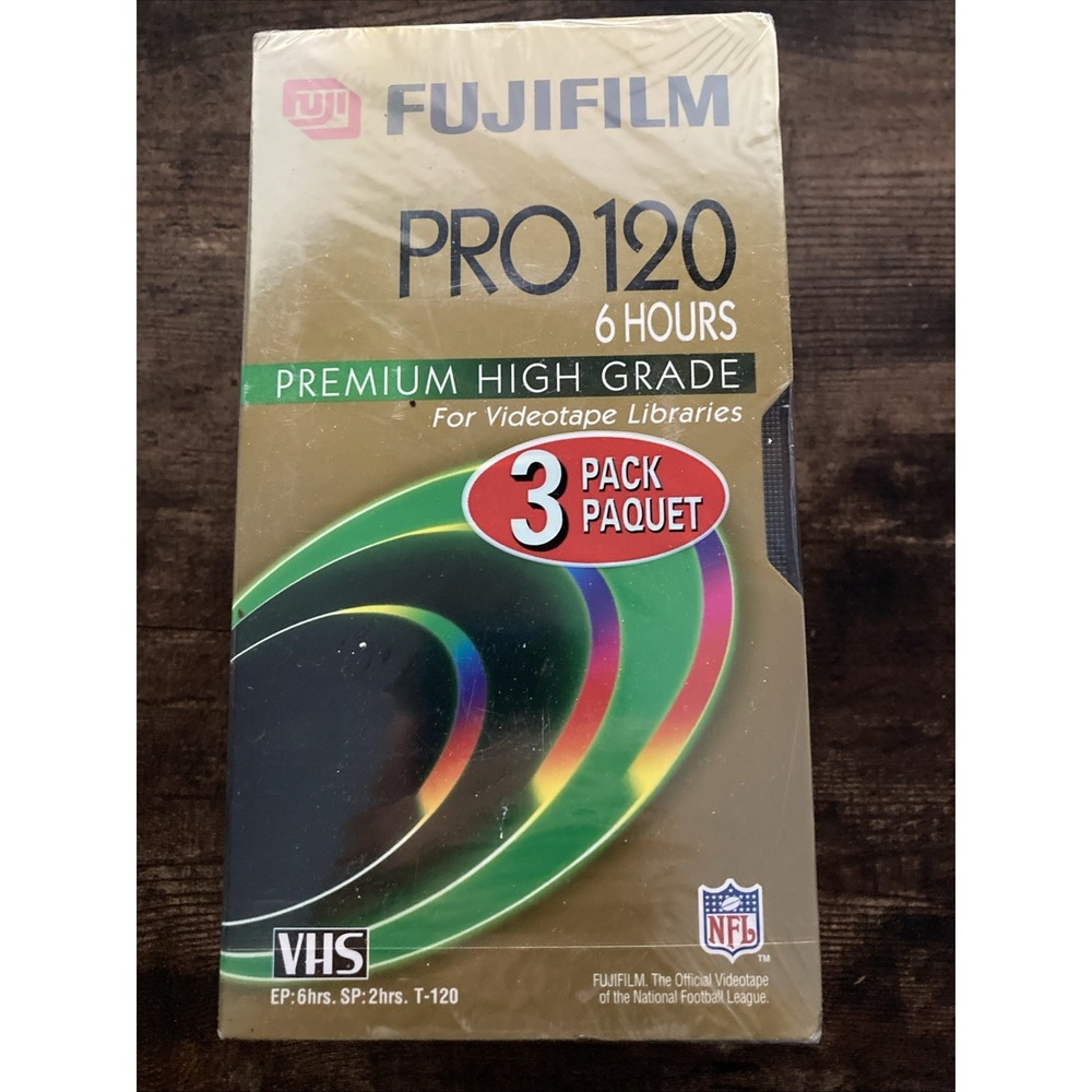 Fujifilm VHS Lot 3 Blank Video Tape 6 hrs PRO 120 Premium High Grade New Sealed